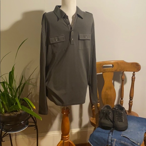 Calvin Klein Men’s Long Sleeve Polo Shirt Grey - Picture 2 of 5